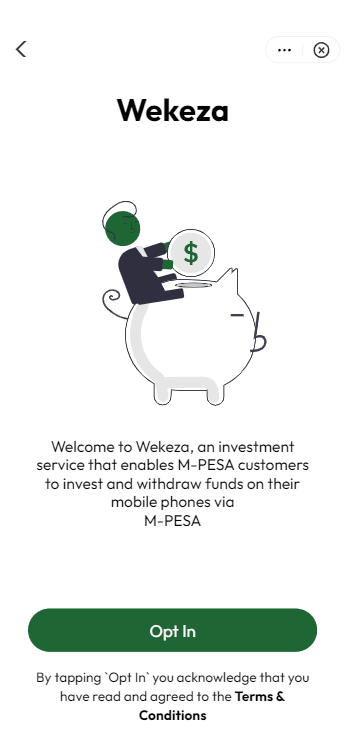Wekeza Investing Mini App Screenshot
